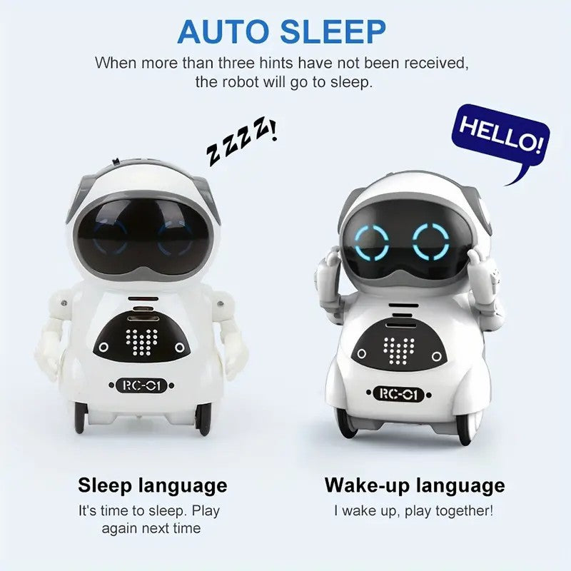 Mini Pocket Robot Toy with Lights Music Talking Dancing Storytelling Interactive Battery Operated Smart Companion for Kids