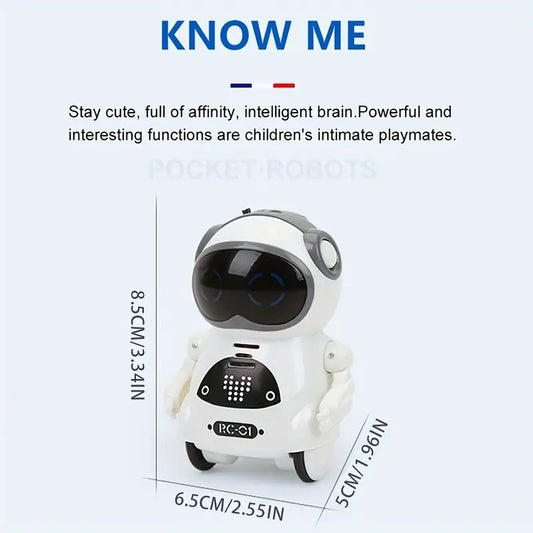 Mini Pocket Robot Toy with Lights Music Talking Dancing Storytelling Interactive Battery Operated Smart Companion for Kids