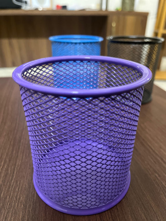 Metal Mesh Pen Holder | Colorful Desk Organizer (Black, Blue, Purple)